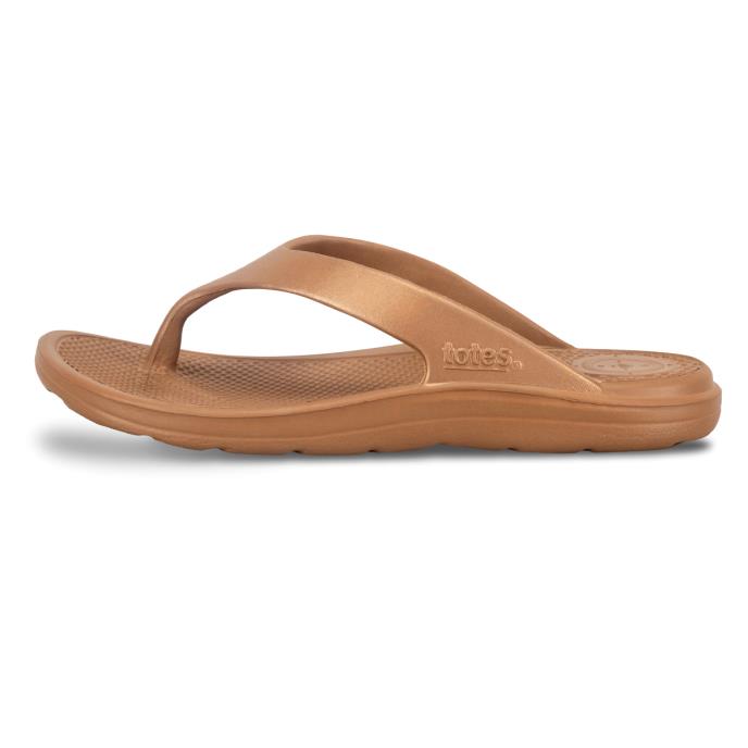 totes® SOLBOUNCE Ladies Toe Post Gold Metallic