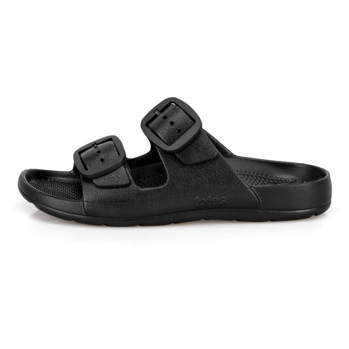  totes® SOLBOUNCE Ladies Double Buckle Adjustable Slide Black