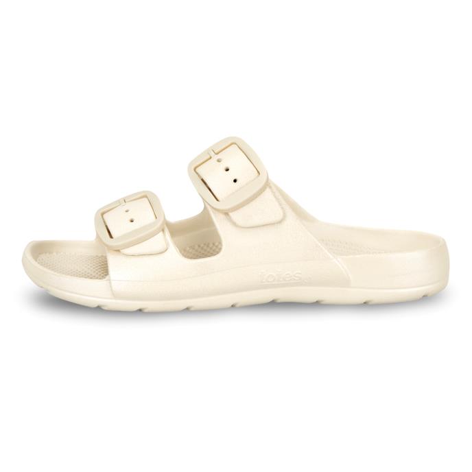  totes® SOLBOUNCE Ladies Double Buckle Adjustable Slide Stone Metallic