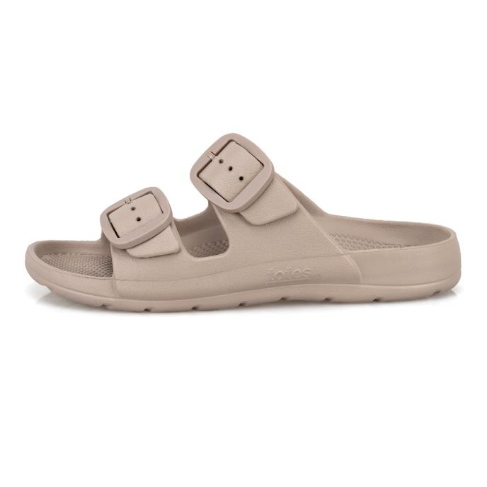  totes® SOLBOUNCE Ladies Double Buckle Adjustable Slide Taupe