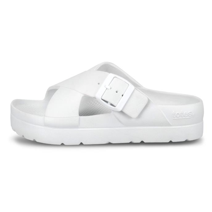 totes® SOLBOUNCE Ladies Cross Front Buckle Slider White