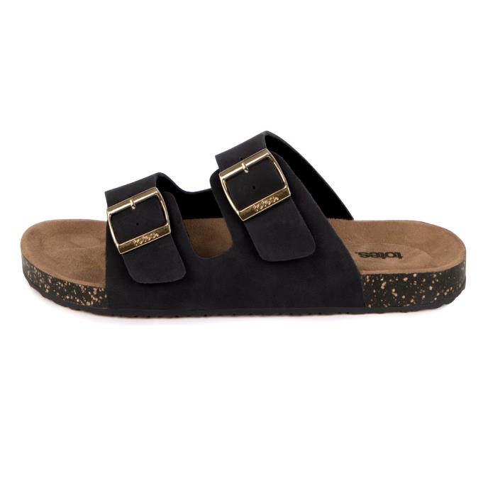 totes® Ladies PU Double Buckle Slider Black