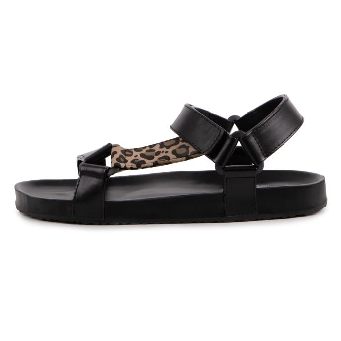 totes® Ladies Walking Sandal Black With Leopard