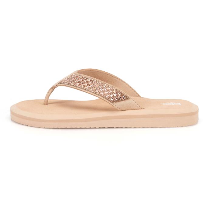 totes® Ladies Beaded Wedge Flip Flop Nude