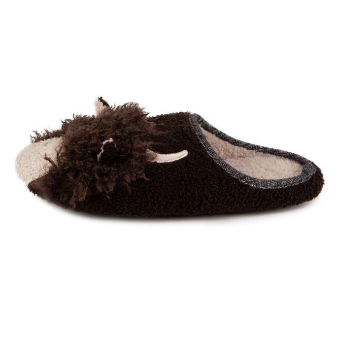 totes toasties® Mens Novelty Applique Mule Slippers Brown