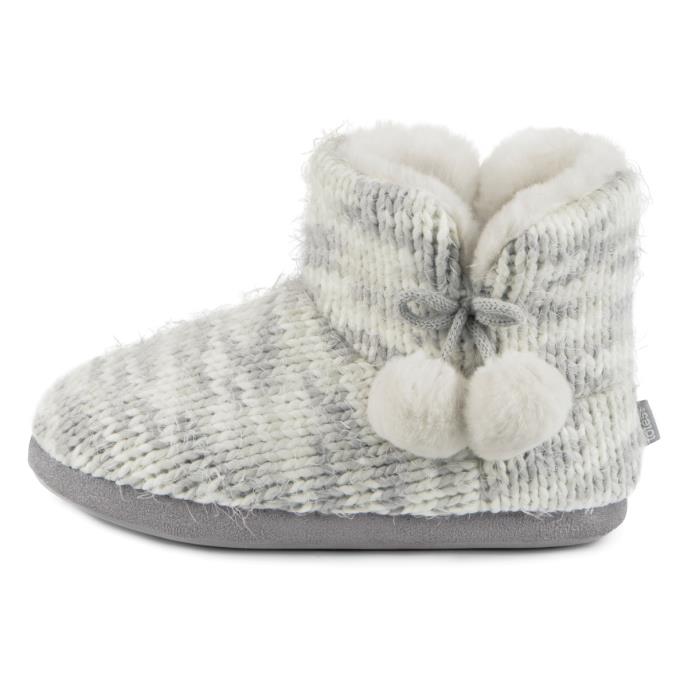totes toasties® Ladies Space Dye Knitted Boot Slippers Grey