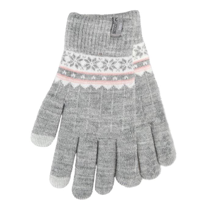 totes toasties® Ladies Stretch Knitted SmarTouch™ Gloves Grey Fair Isle