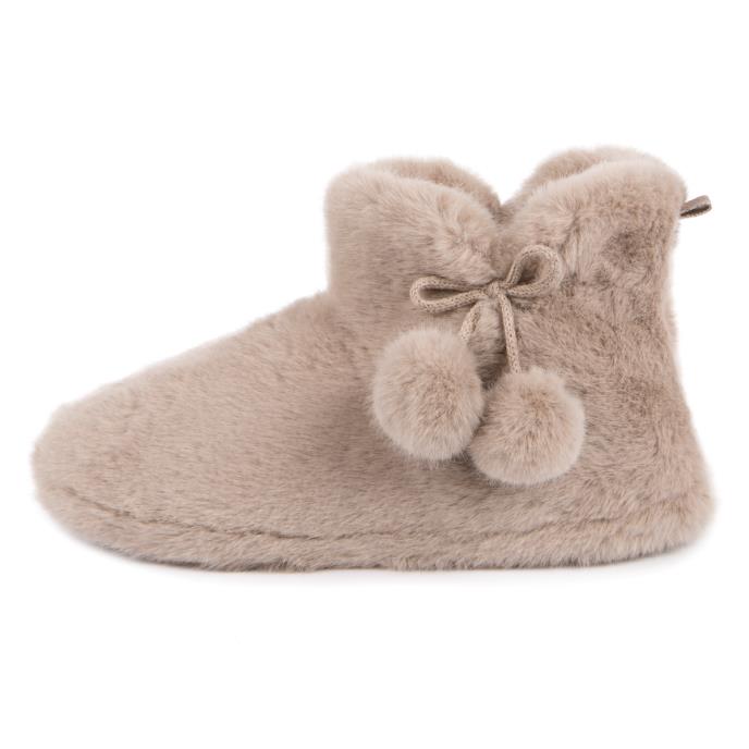 totes toasties® Ladies Faux Fur Boot Slippers Oat