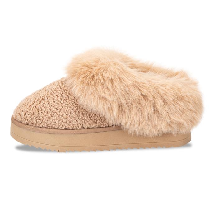 totes® Icons Ladies Borg Platform Mule With Chunky Sole Camel