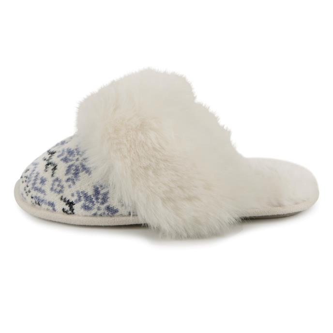 totes toasties® Ladies Fair Isle Knit Mule Slippers Blue
