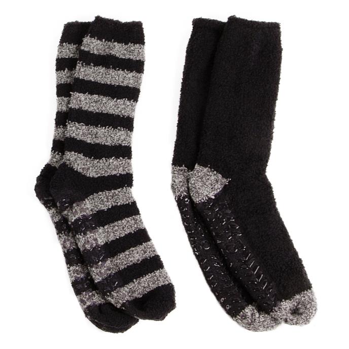 totes toasties® Mens Supersoft Socks (Twin Pack)  Black/Grey