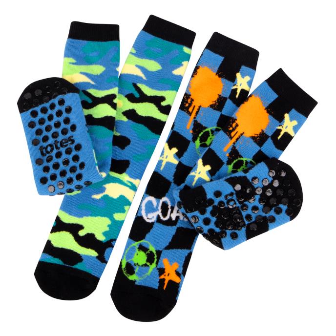 totes toasties®  Kids Original Slipper-Sox (Twin Pack) Football / Camo