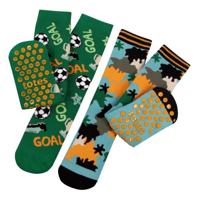 totes toasties® Kids Original Slipper-Sox (Twin Pack)  Football / Camo