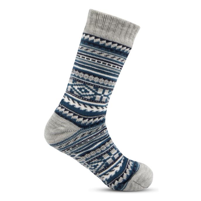 totes toasties® Mens Sherpa Lined Fair Isle Slipper Socks Blue Fair Isle