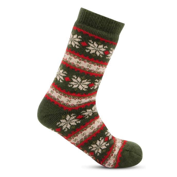 totes toasties® Mens Sherpa Lined Fair Isle Slipper Socks Red Fair Isle