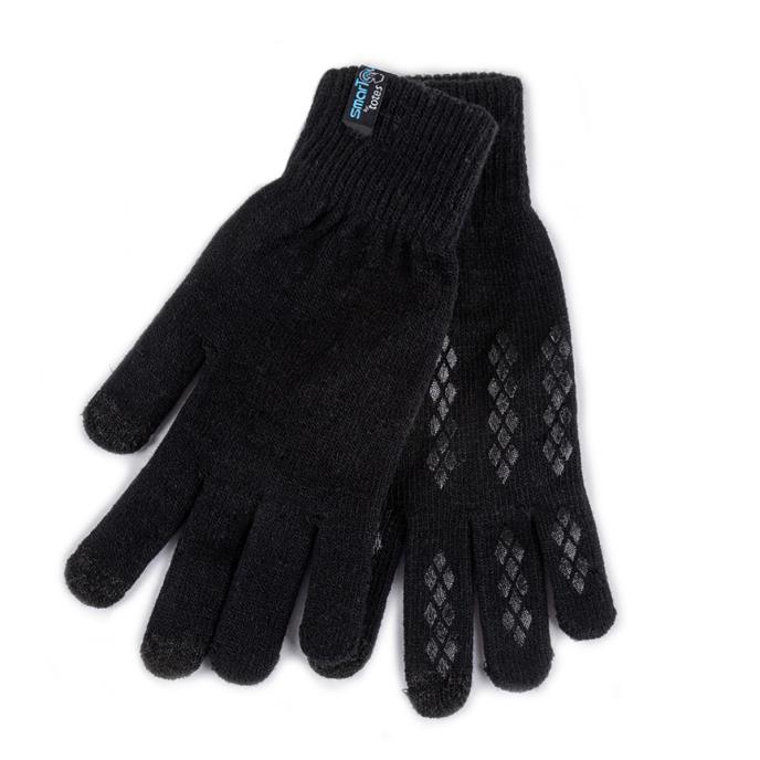 totes toasties® Mens Stretch Knitted SmarTouch™ Gloves Black