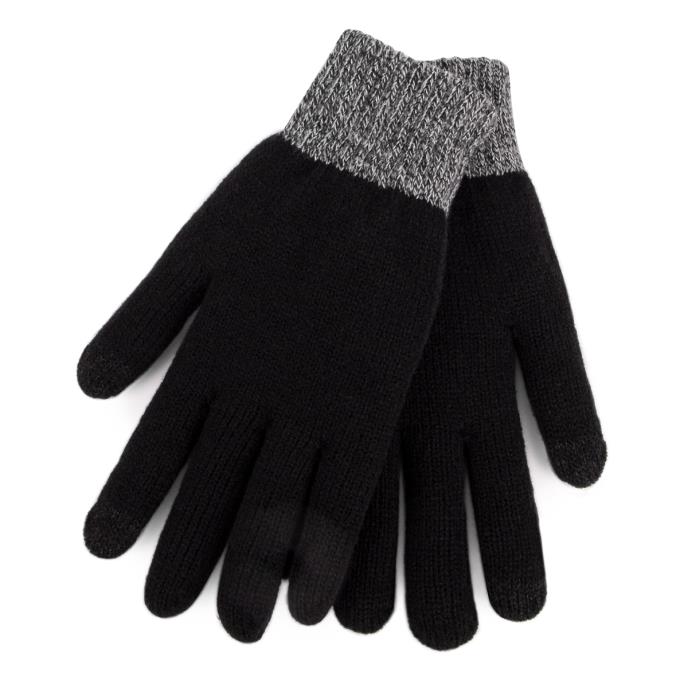 totes toasties® Mens Stretch Knitted SmarTouch™ Gloves With Brushed Inner Black