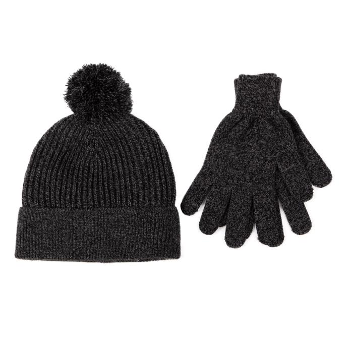 totes toasties® Mens Hat &amp; Glove Gift Set Black / Grey