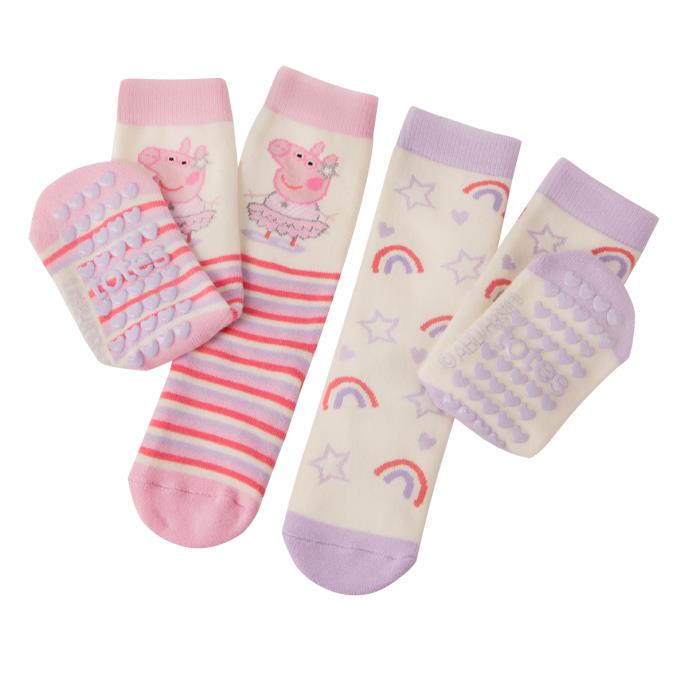 totes® Peppa Pig™ Childrens Novelty Original Slipper Sock (Twin Pack) Peppa