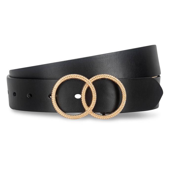 totes® Ladies Double Circlet Belt Black