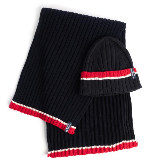 Ben Sherman® Mens Hat &amp; Scarf Gift Set Navy