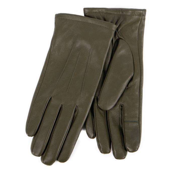 Isotoner® Ladies  Three Point Leather Glove With SmarTouch® Khaki