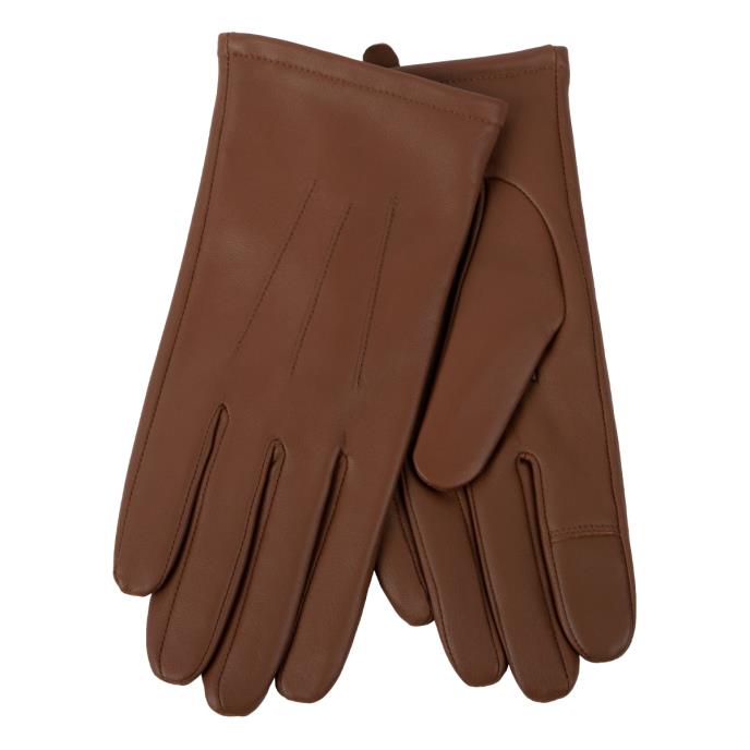 Isotoner® Ladies Three Point Leather Glove With SmarTouch™ Tan