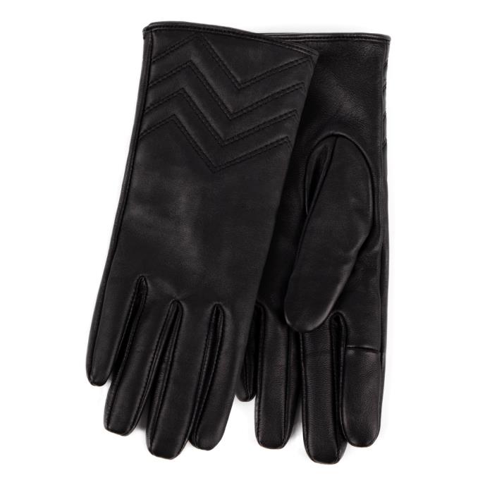 Isotoner® Ladies SmarTouch™ Cashmere Lined Premium Leather Glove With Chevron Detail Black