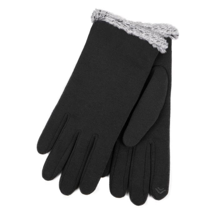Isotoner® Ladies Thermal SmarTouch™  Glove With Tipped Fur Cuff Black