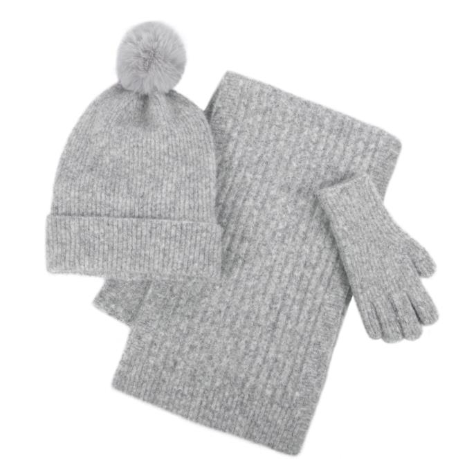 totes toasties® Ladies Knitted Hat Scarf &amp; Glove Gift Set Grey