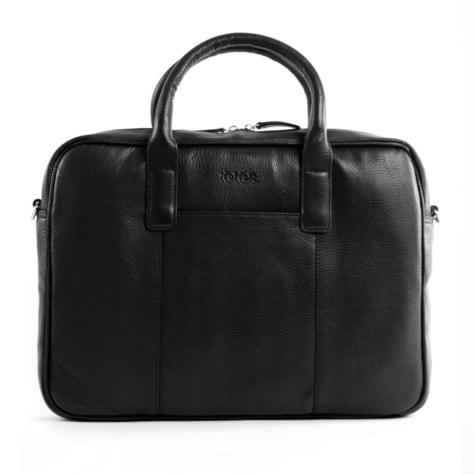 totes® Genuine Leather Laptop Bag Black