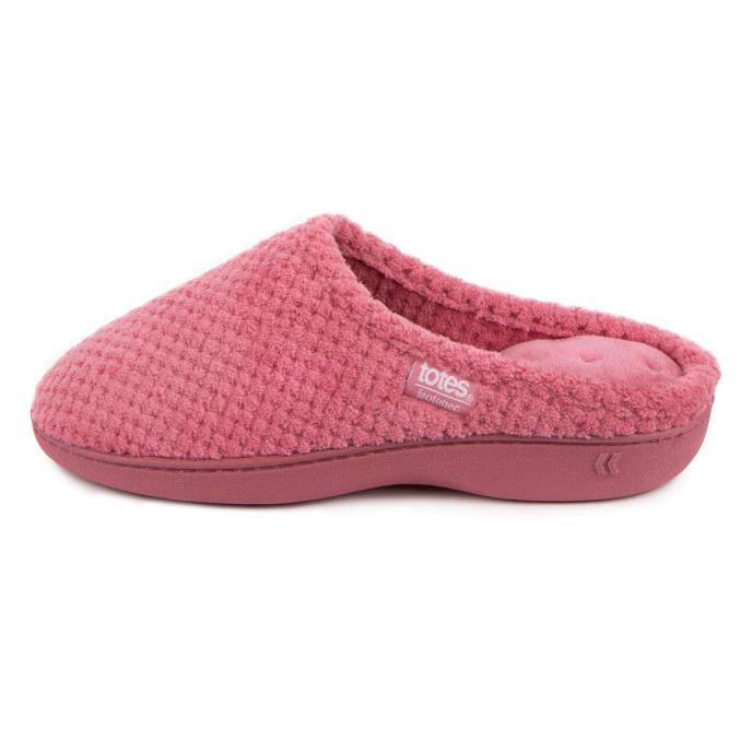 Isotoner® Ladies Popcorn Terry Mule Slippers Bright Pink