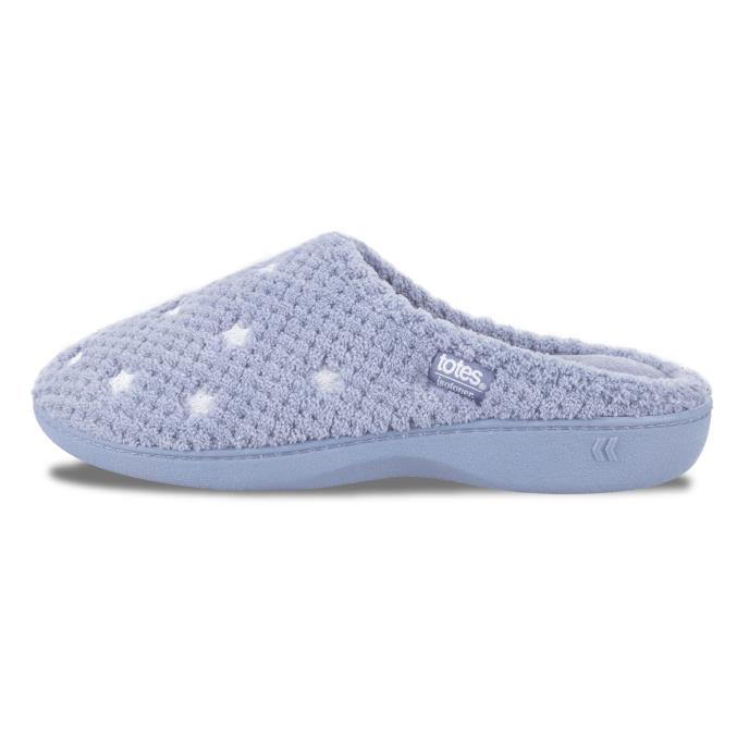 Isotoner® Ladies Popcorn Terry Mule Slippers Iris Blue Star