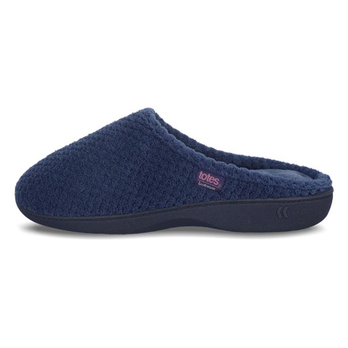 Isotoner® Ladies Popcorn Terry Mule Slippers Navy