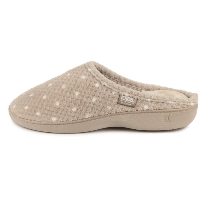 Isotoner® Ladies Popcorn Terry Mule Slippers Natural Spot