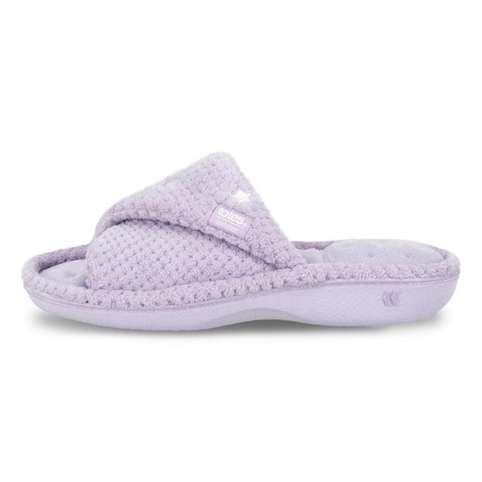 Isotoner® Ladies Popcorn Turnover Open Toe Slipper Lilac Star