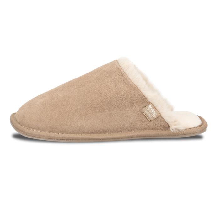 Isotoner® Ladies Real Suede Mule With Water Repellency Sand