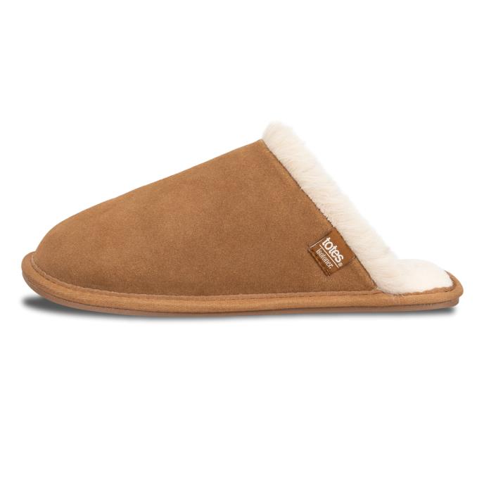 Isotoner® Ladies Real Suede Mule With Water Repellency Tan