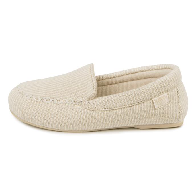 Isotoner® Ladies Textured Moccasin Slipper Beige