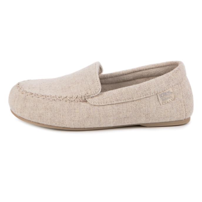 Isotoner® Ladies Textured Moccasin Slipper Light Brown