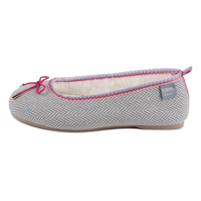 Isotoner® Ladies Herringbone Ballet Slipper Grey
