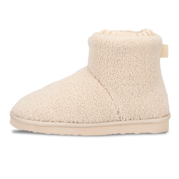 Isotoner® Ladies Borg Boot With Cuff Detail Cream