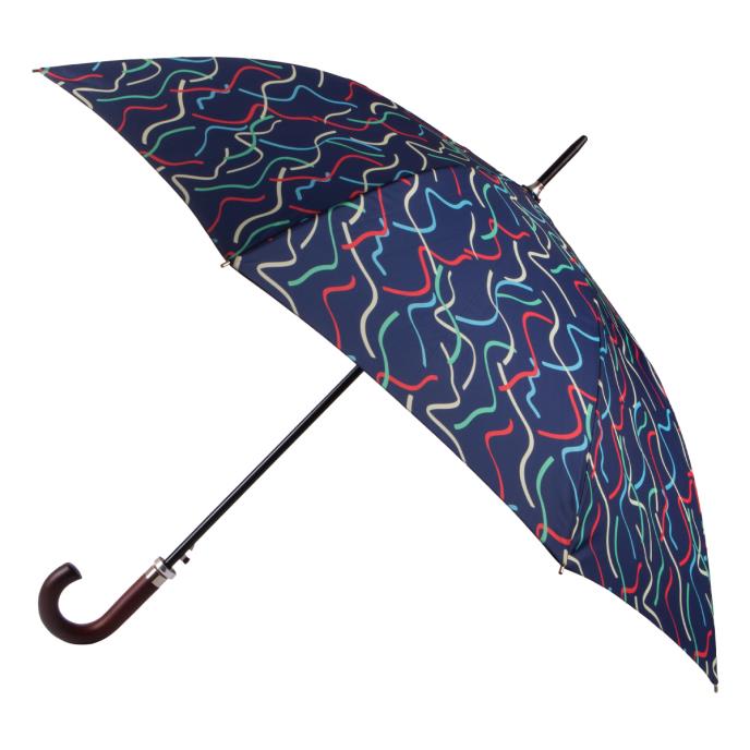 totes® Auto Open Walker Wood Handle Ribbon Print Umbrella 