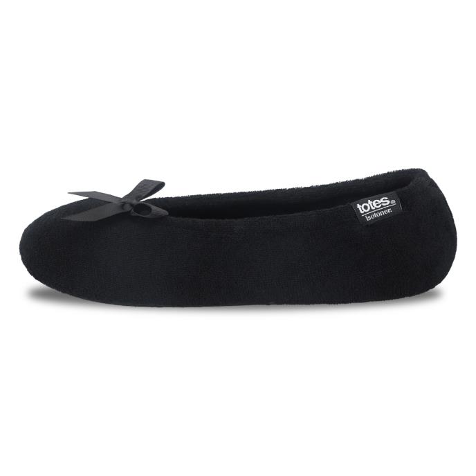 Isotoner® Ladies Terry Ballerina Slippers Black