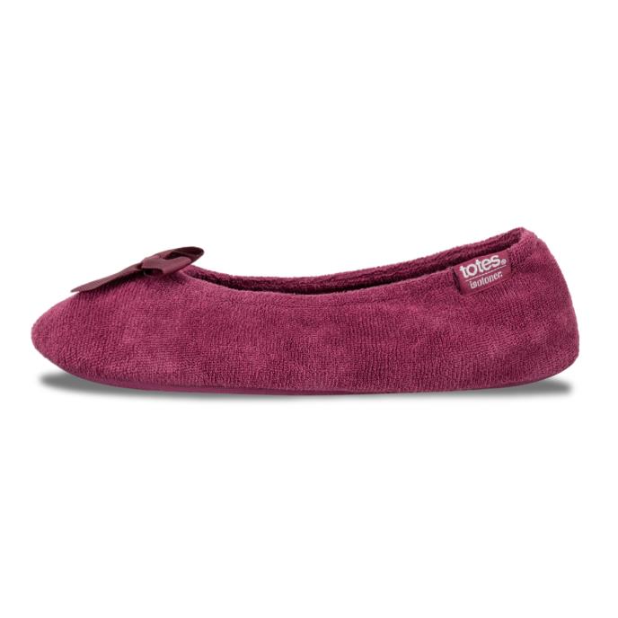 Isotoner® Ladies Terry Ballerina Slippers Burgundy
