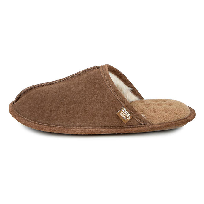Isotoner® Mens Real Suede Mule Slipper Tan