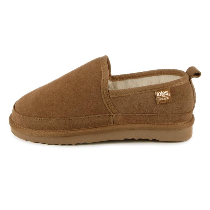 Isotoner® Mens Real Suede Full Back Slipper Tan