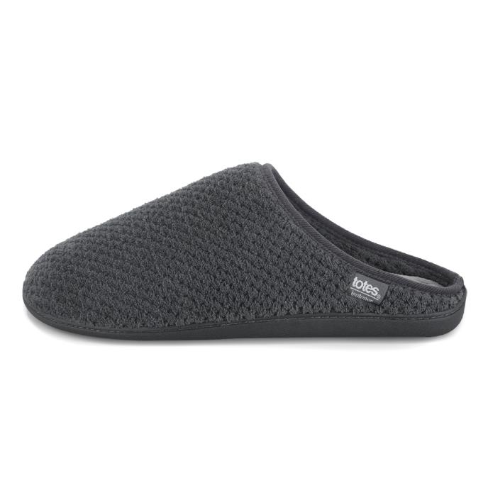 Isotoner® Mens Swept Back Popcorn Mule Slipper Grey
