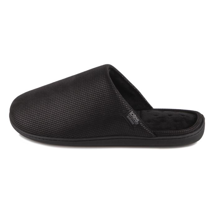 Isotoner® Mens Square Patterned Smart Mule Slipper Black