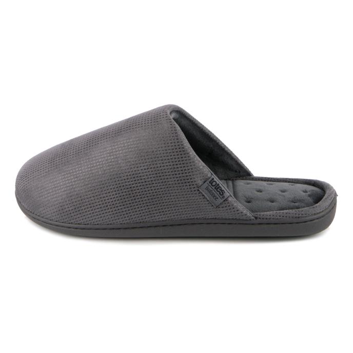 Isotoner® Mens Square Patterned Smart Mule Slipper Grey